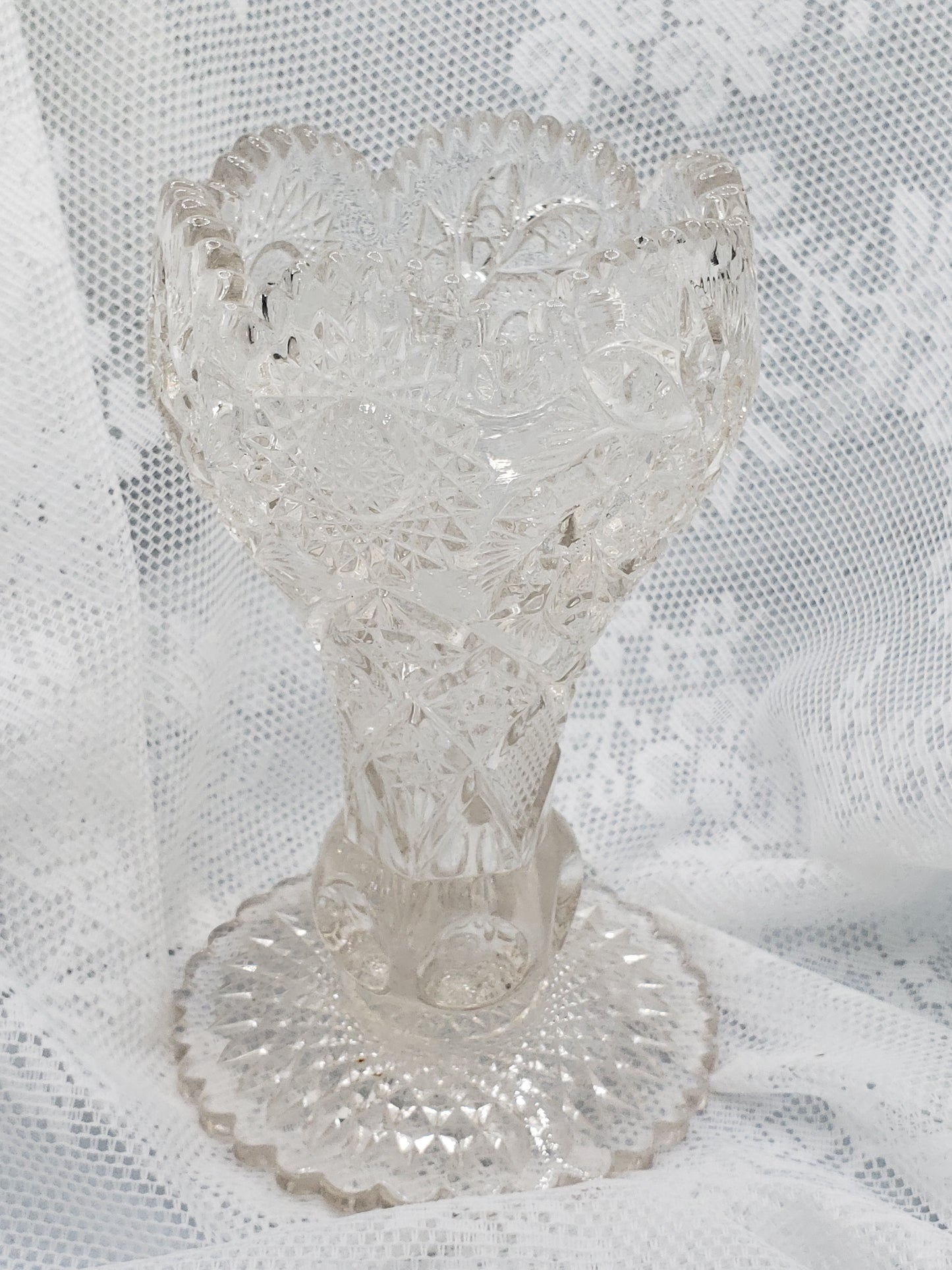 Rare Unique Find - Crystal Pressed Glass Vase