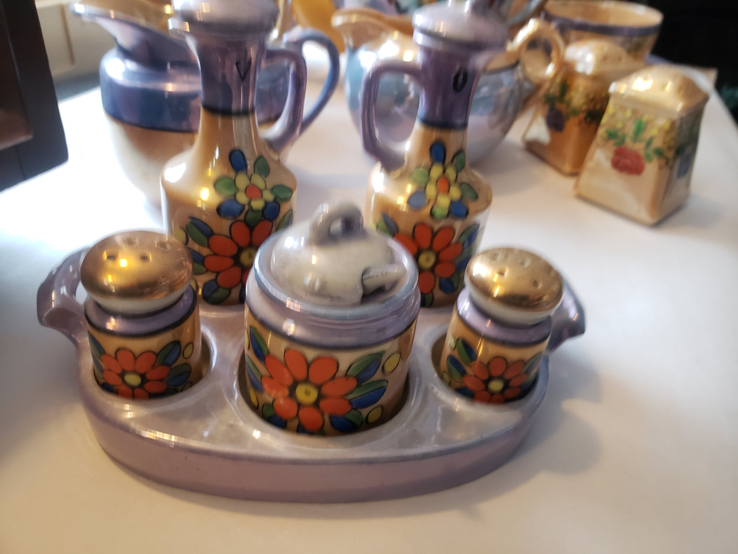 Vintage Lusterware Condiment Set