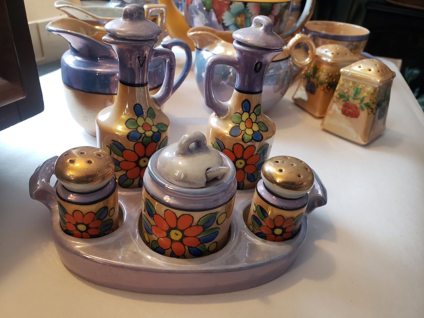 Vintage Lusterware Condiment Set