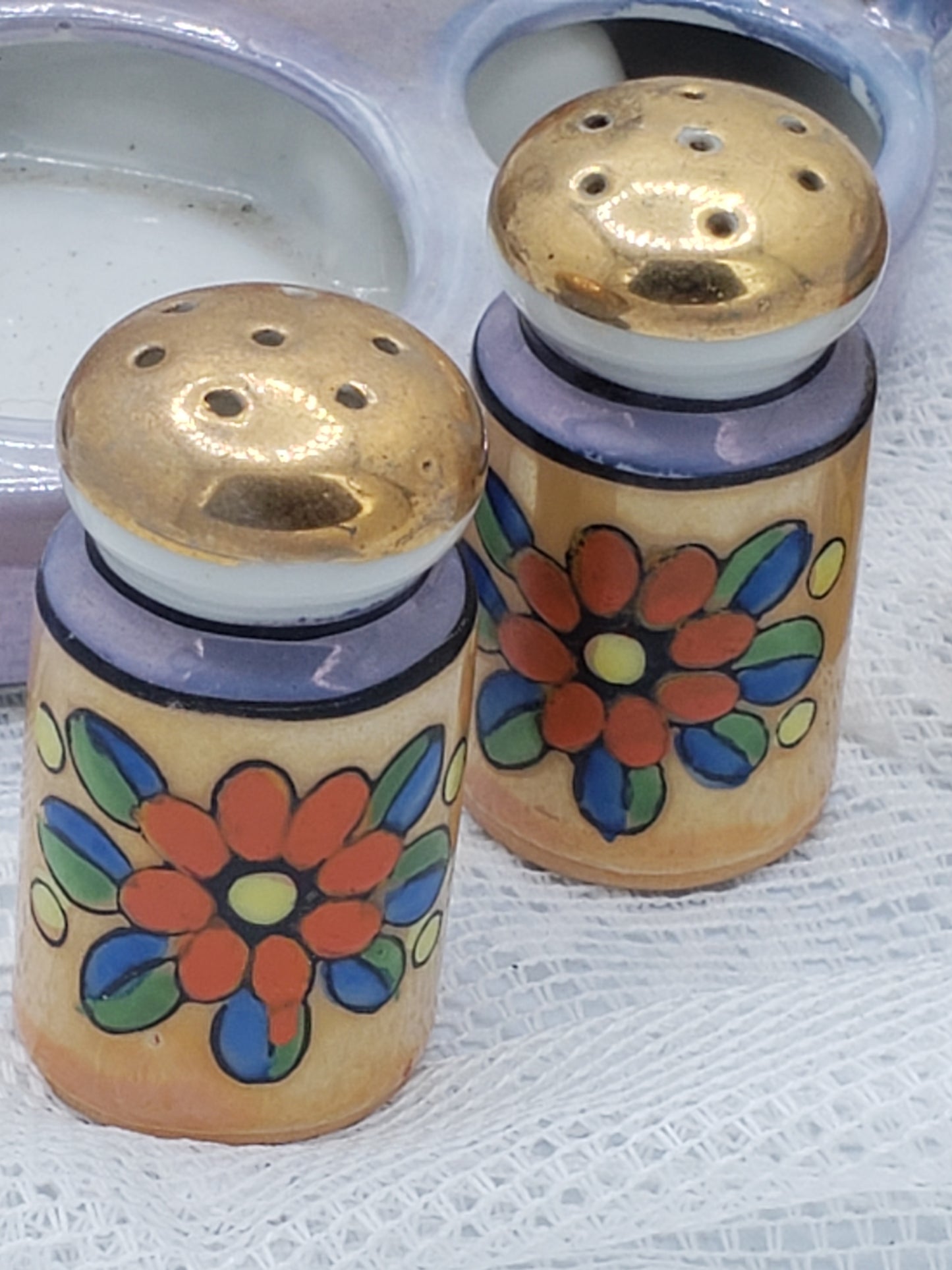 Vintage Lusterware Condiment Set