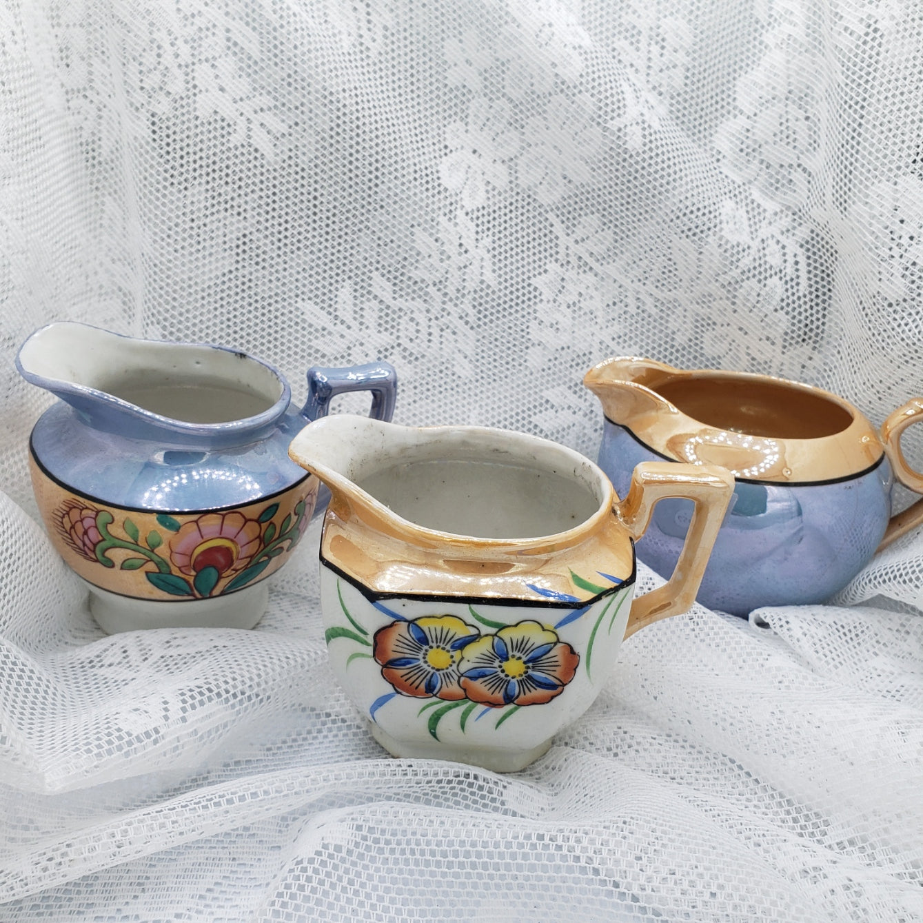 3 Vintage Lustreware Creamers