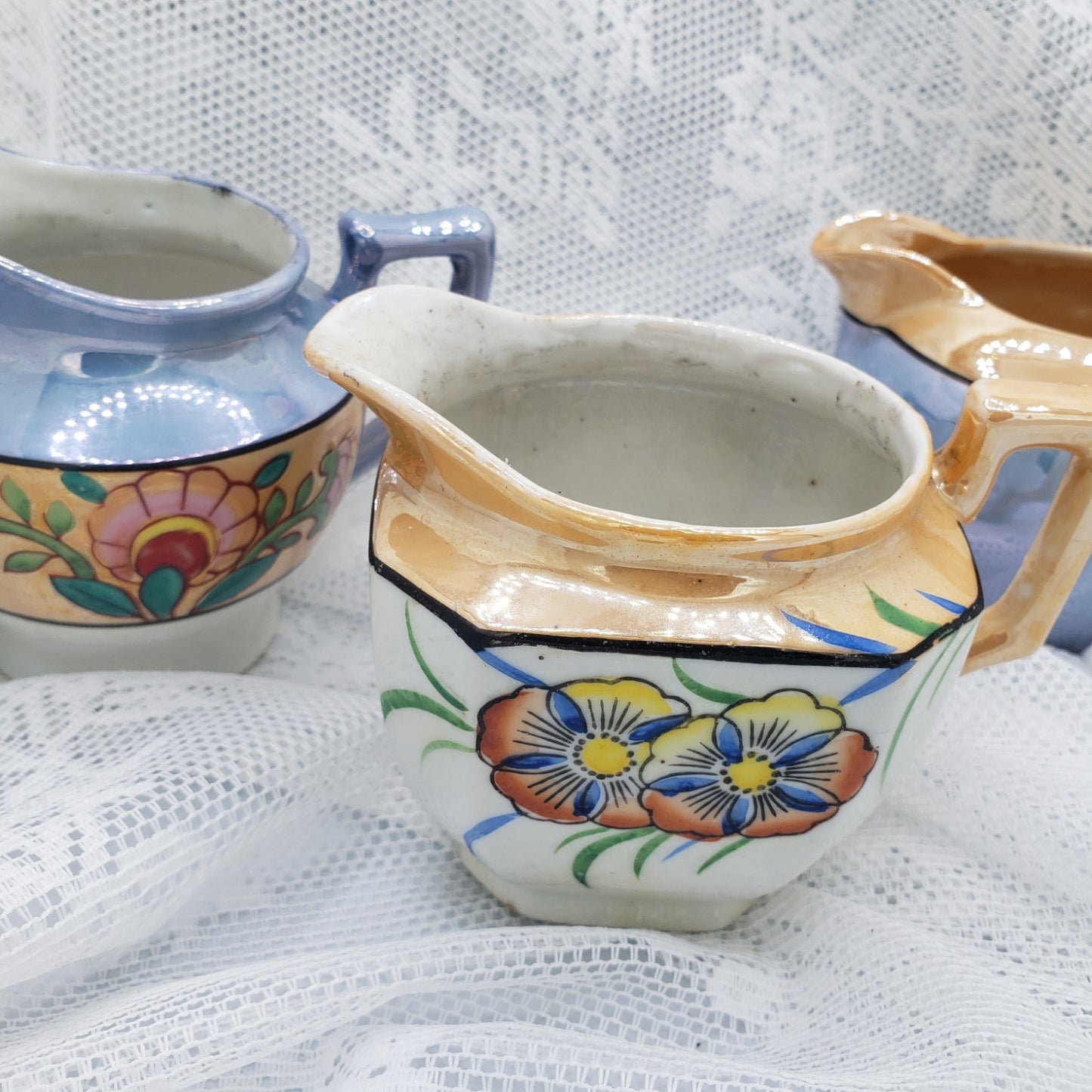 3 Vintage Lustreware Creamers