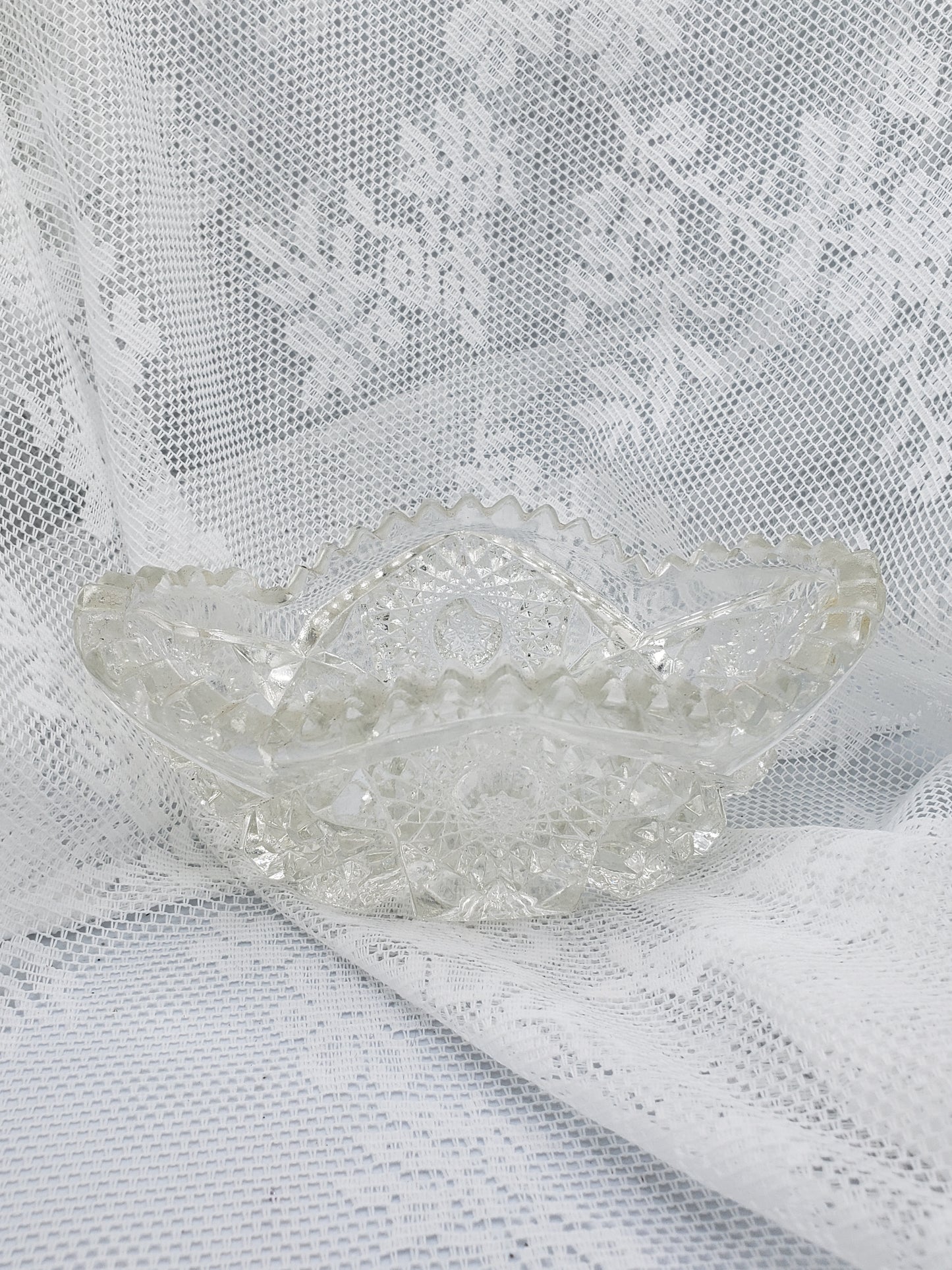 Crystal Cut Glass Trinket, Candy or Relish Dish