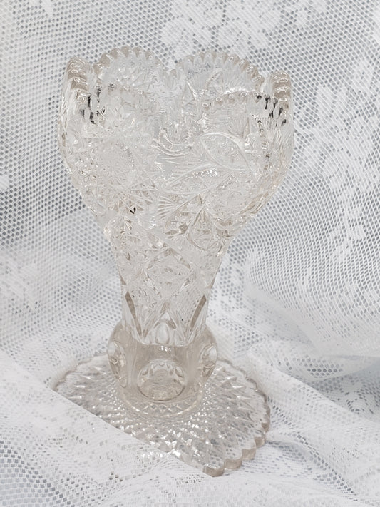 Rare Unique Find - Crystal Pressed Glass Vase
