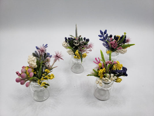 Tiny bottles with flowers - handmade