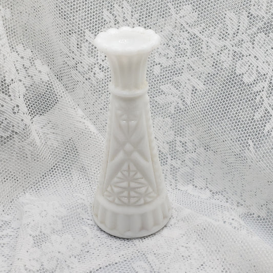 Stars and Bars Milk Glass Bud Vase